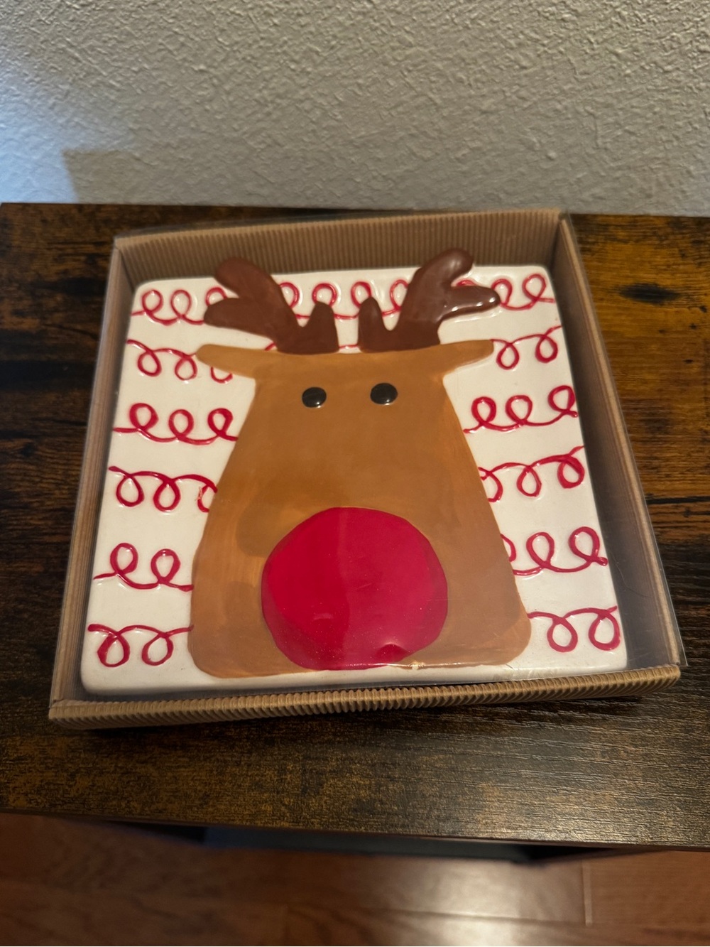 Mud Pie Reindeer Ceramic Christmas Cheese Plate New In Box